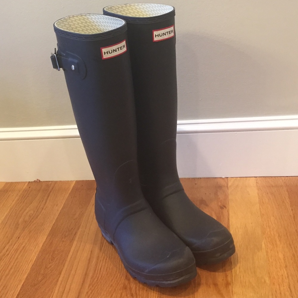 Hunter Original Tall Matte Navy Size 7